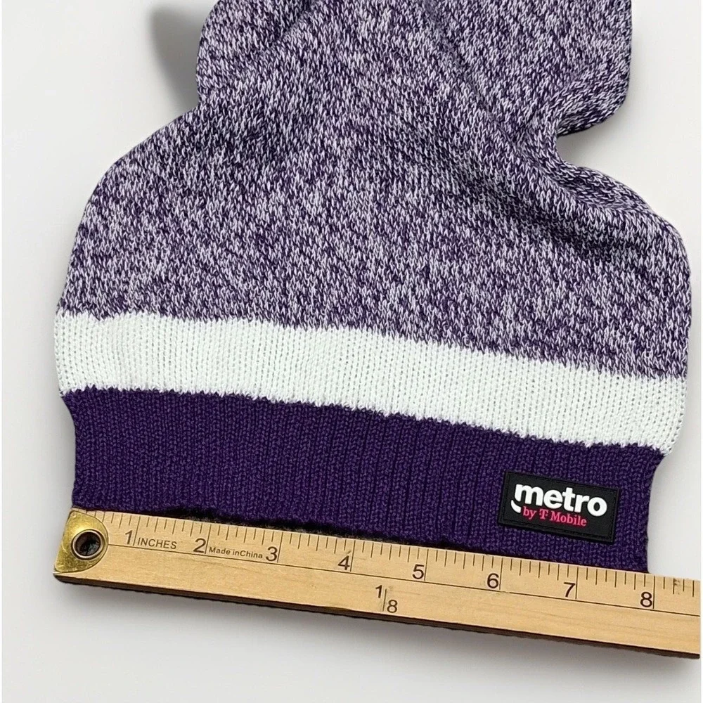 Metro‎ by T-Mobile Purple Marled Knit Scarf Unisex Winter Striped Logo RN 163898